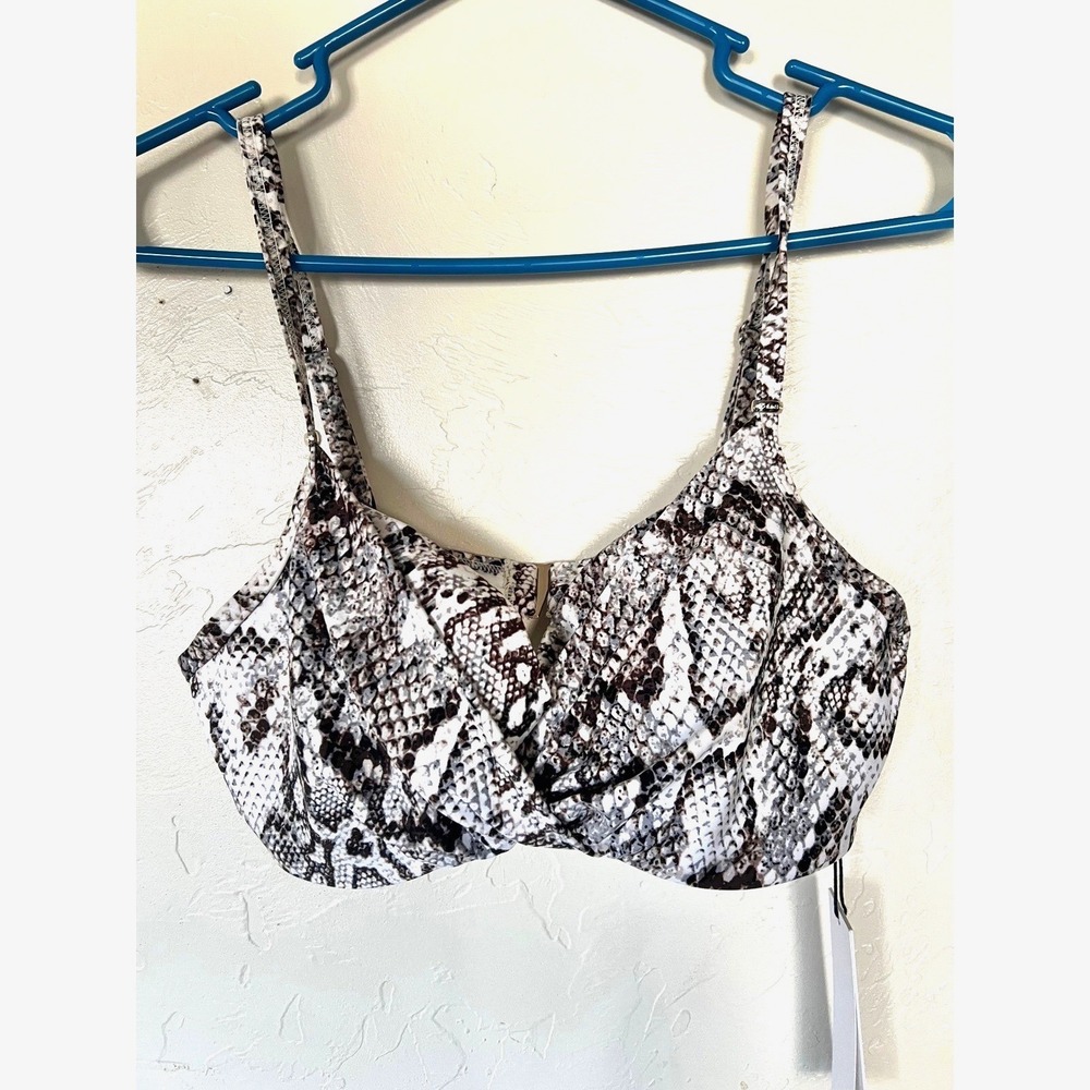 Calvin Klein Snakeskin animal Print Underwire Bikini Top Gray White‎ swim resort